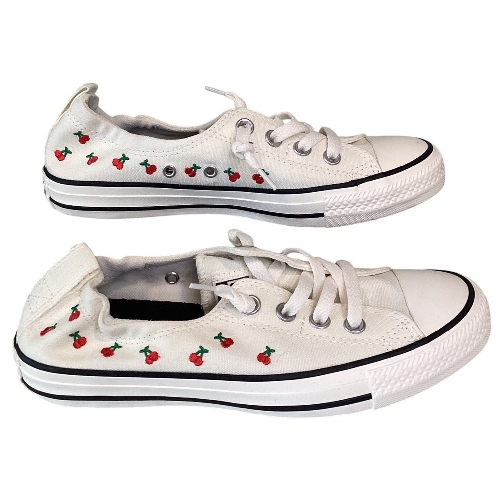 Converse Chuck Taylor All Star Shoreline Slip White Cherry Embroidery NWOT 7.5 - Picture 7 of 14